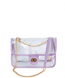 High Quality Quilted Clear PVC Bag BA510003 LAVENDER